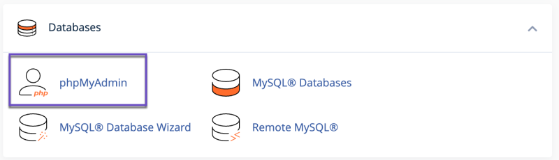 Databases phpMyAdmin